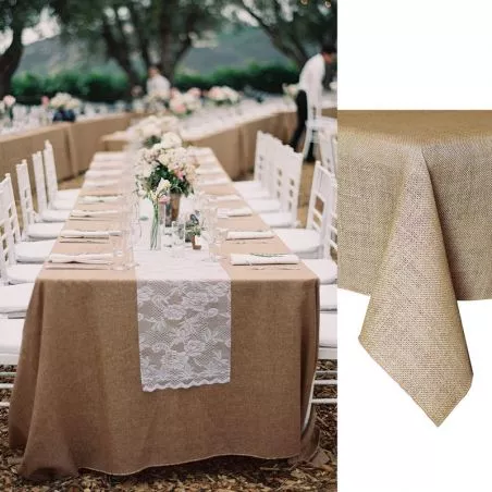 Nappe table en Jute Rectangulaire Luxe 1,5 X 2,5m Nappe table en Jute Rectangulaire Luxe 1,5 X 2,5m