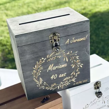 Urne Bois personnalisée rustique avec Cadenas Urne Bois personnalisée rustique avec Cadenas