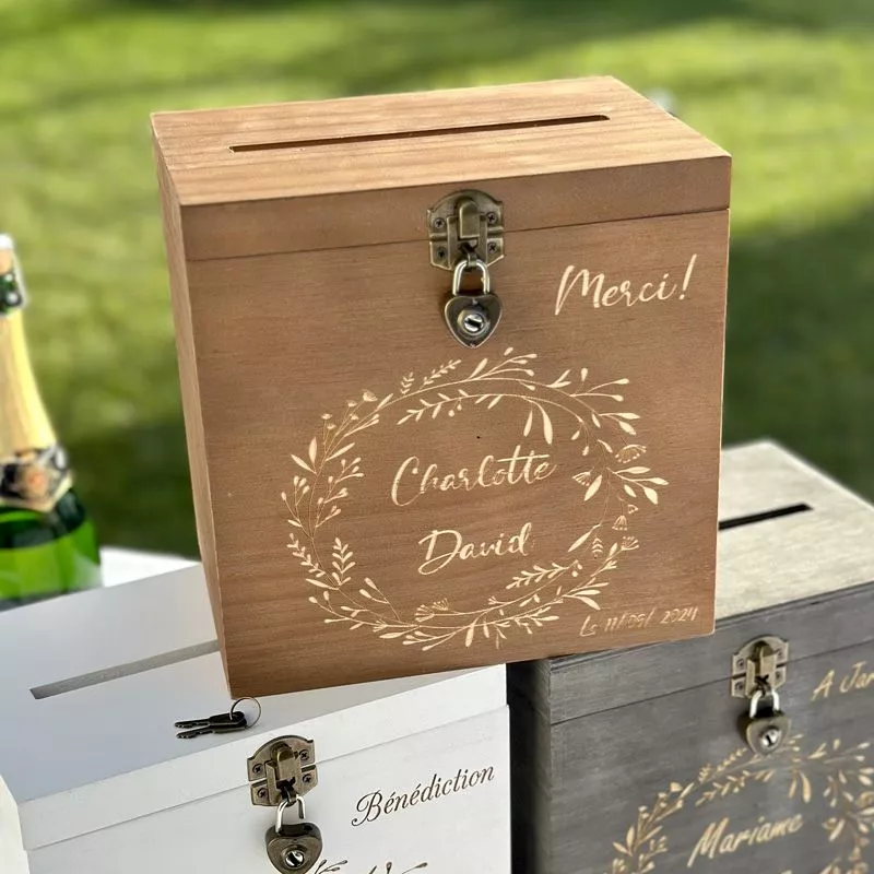 Boîte Aux Lettres Mariage Vintage En Bois Avec Serrure - Décoration Réception
