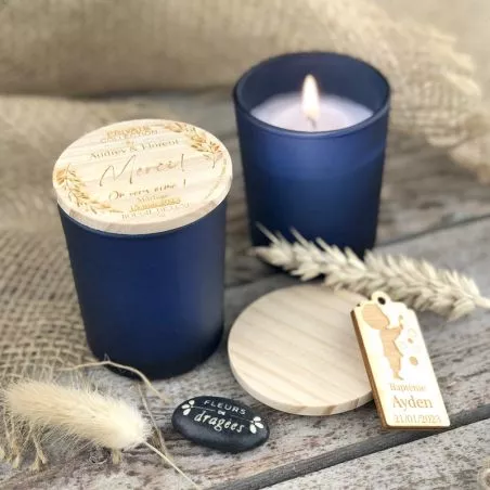 Bougies personnalisée Luxe couvercle bois "C.Privé"- Marine Bougies personnalisée Luxe couvercle bois "C.Privé"- Marine