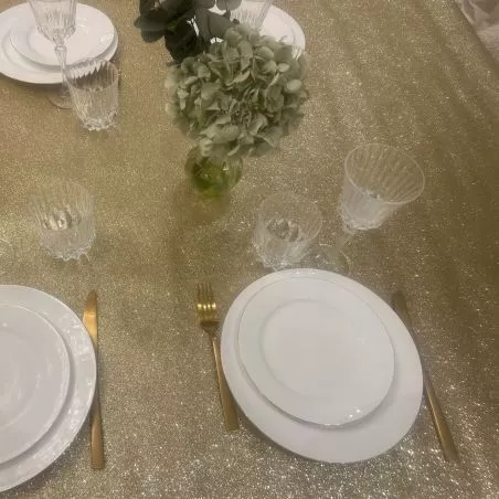 Nappe pailletée dorée 3 mètres Nappe pailletée dorée 3 mètres