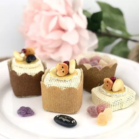 (Lot de 12) Panier dragées CupCake fruit (Lot de 12) Panier dragées CupCake fruit