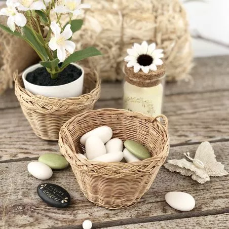 Petit panier corbeille dragées rond avec poigné Petit panier corbeille dragées rond avec poigné