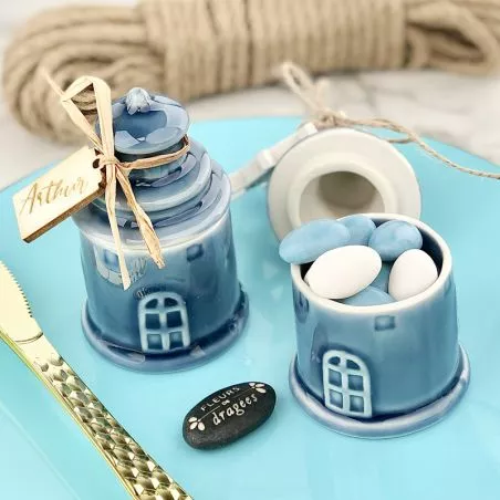 Phare boite dragées Porcelaine - Bleu Phare boite dragées Porcelaine - Bleu