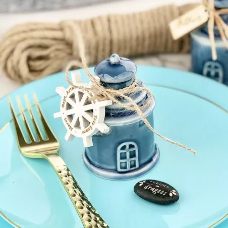 Phare boite dragées Porcelaine - Bleu Phare boite dragées Porcelaine - Bleu